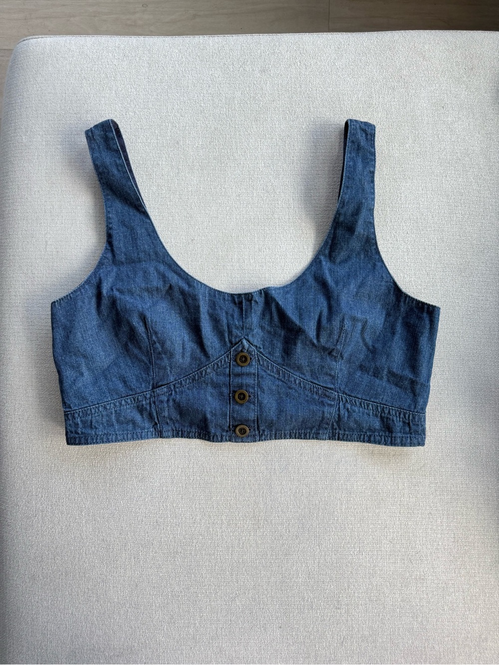 Banana Republic Blue Denim Crop Tank with Front Buttons